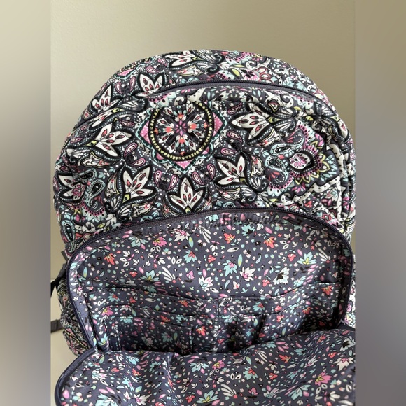 Vera Bradley Recycled Quilted Travel Campus Backpack in Bonbon Medallion